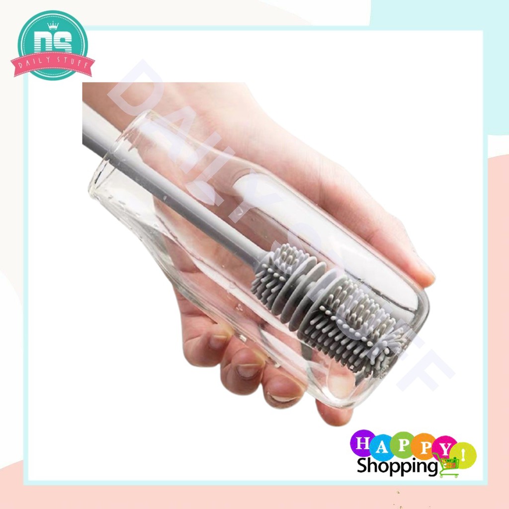 DS Sikat Botol Susu Silikon / Brush Gagang Panjang / Pembersih Alat Rumah Tangga / Bottle Silicone Brush