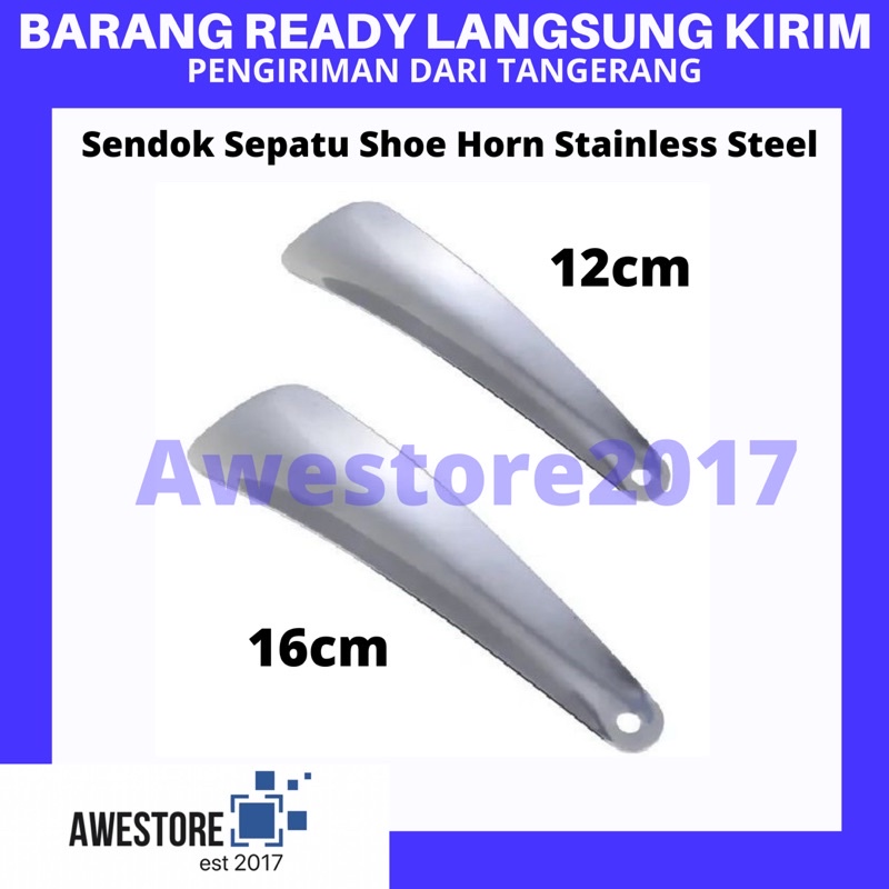 Sendok Sepatu Stainless Steel Alat Bantu Pakai Shoe Horn Spoon Pendek