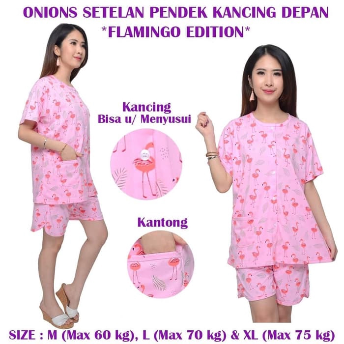 GEND42 KAZEL ONIONS SETELAN PENDEK KANCING DEPAN FLAMINGO EDITION
