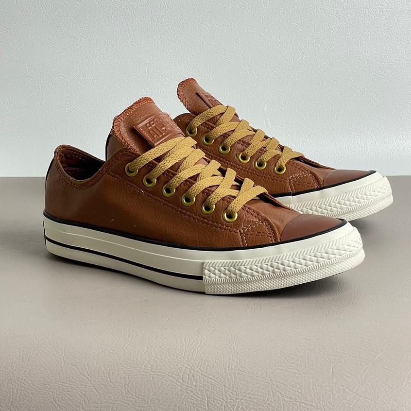 Sepatu Converse 70s Ox Black White Egret Premium Quality Made In Vietnam-LEATHER BROWN WHITE