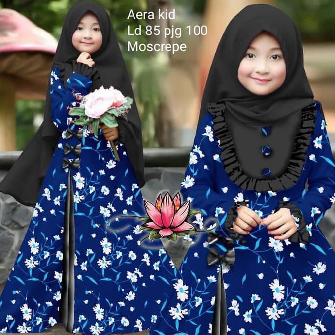 Aira kids syari Pj100 5-8th gamis maxi dress baju muslim anak + jilbab