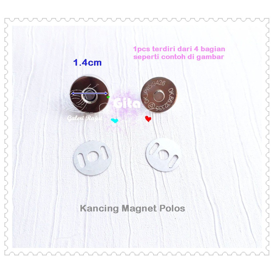 Kancing Magnet Kecil Polos 14mm Tebal Nikel