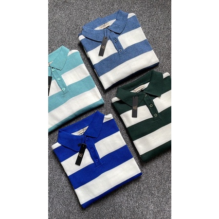 Outerres - EMILY KNIT TOP | Atasan Polo Knit Cotton Stripe Wanita