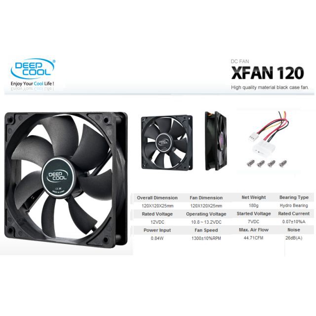 Fan DEEPCOOL Xfan 120 Black 12cm | ITECHBALI