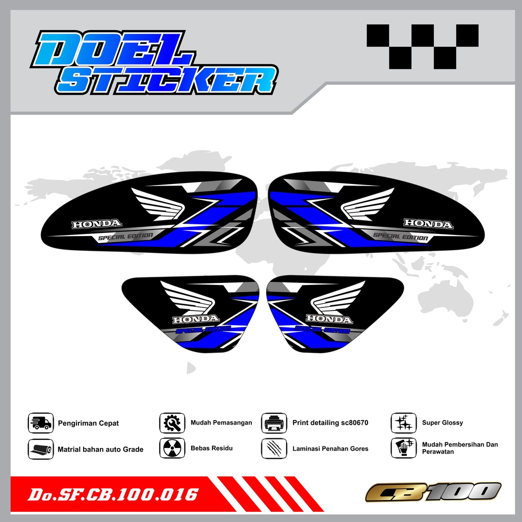 Sticker Striping Honda CB 100 List Variasi Hologram , Crome Doel 016