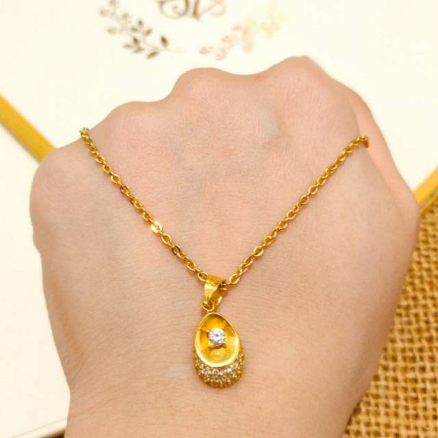 Necklace Pendant Luxury Jewellery Fashion Gold Shop Kalung Emas asli