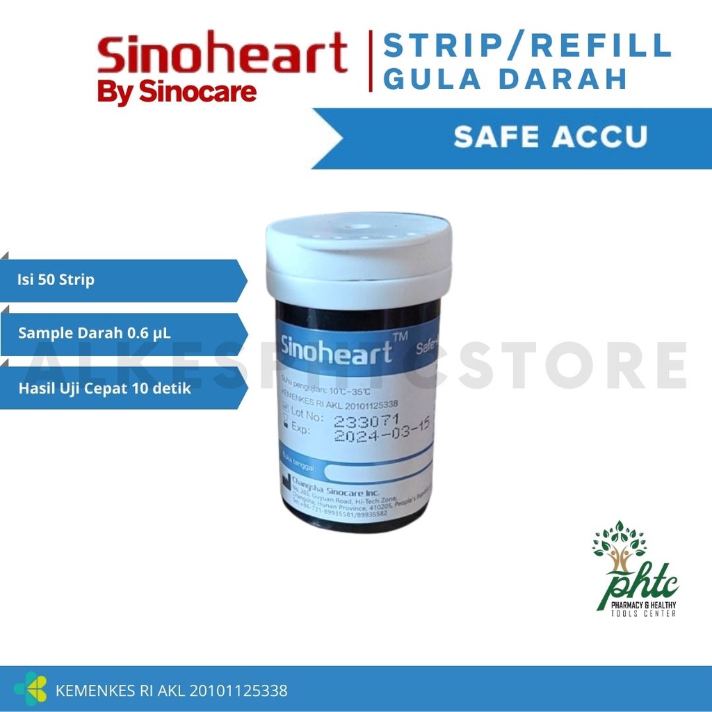 SINOHEART By Sinocare STRIP Gula Darah Safe Accu (25 Strip) l Refill Strip Gula Sinocare Safe Accu 25's