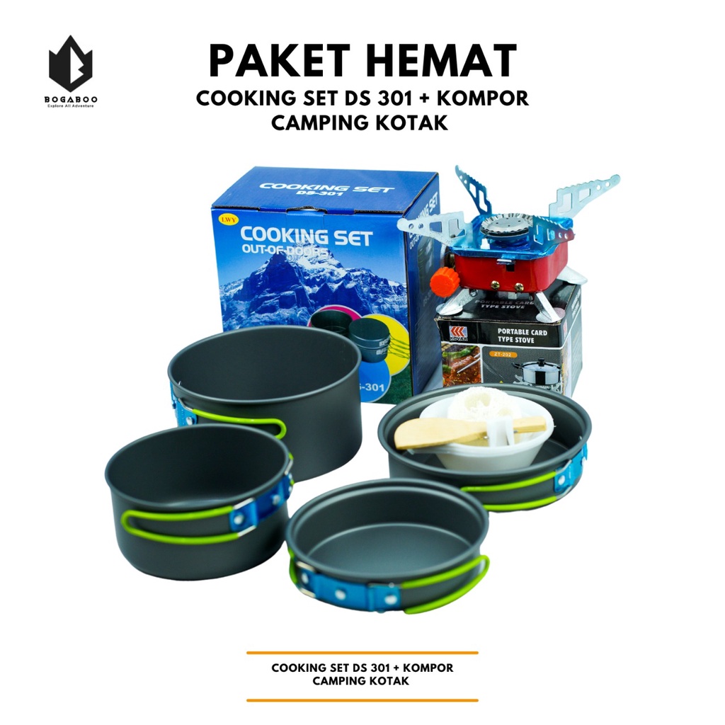 Paket Hemat Cooking Set DS 301 + Kompor Kotak kovar - Paket Nesting Set
