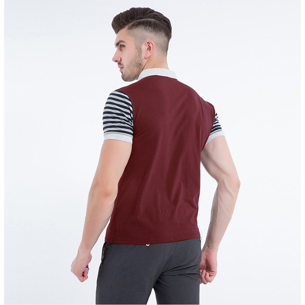 Kaos Pria Terbaru Lengan Pendek Merah Maroon ASOKA Kerah Polo Shirt  Distro Original Bandung