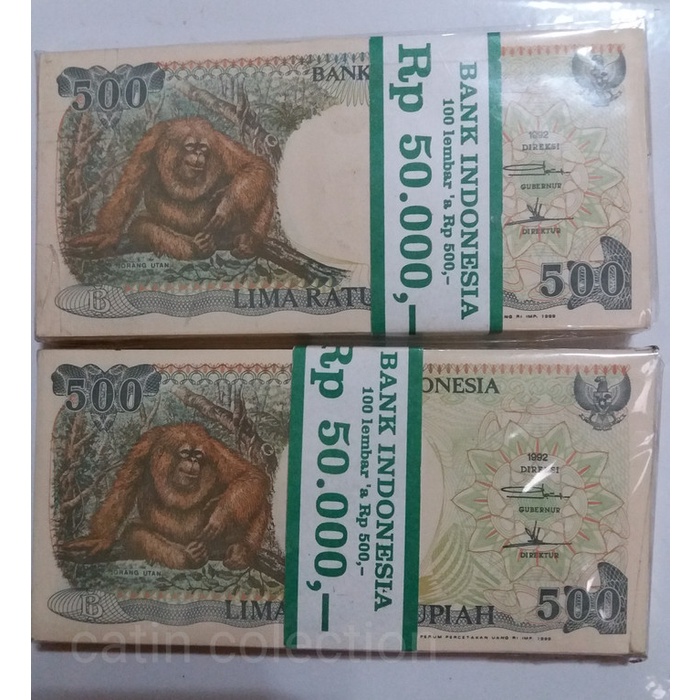 KUNO-UANG- UANG KUNO 500 RUPIAH 1992 ORANG UTAN GEPOKAN -UANG-KUNO.