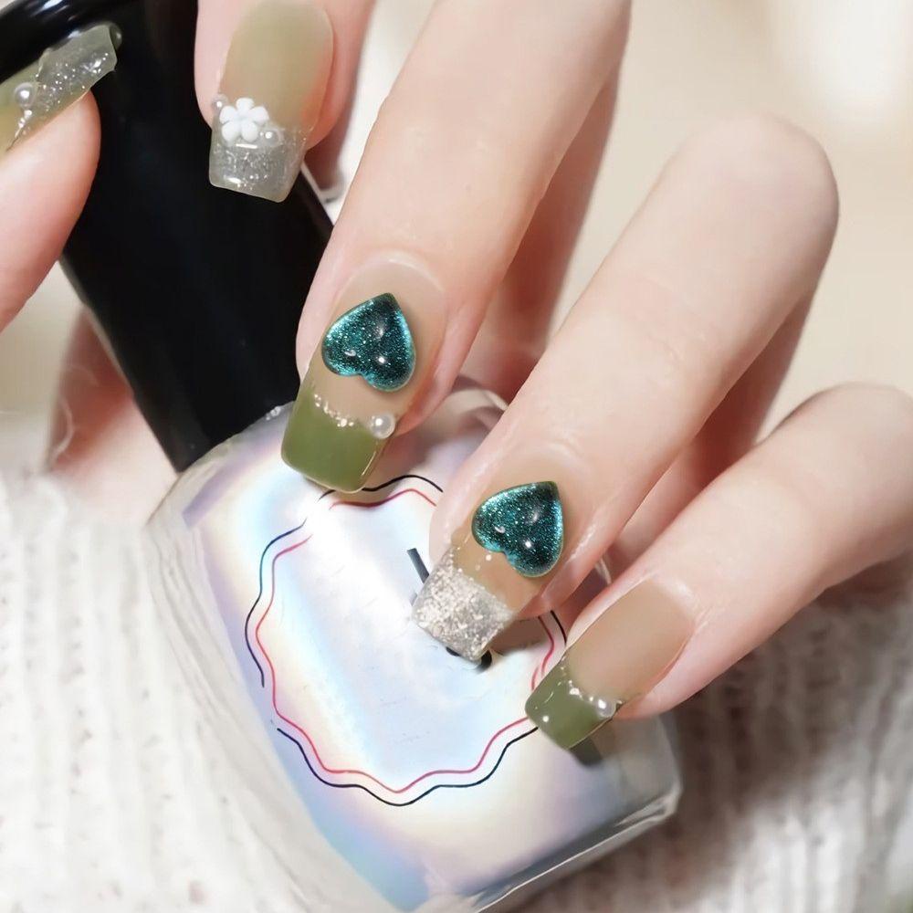 AUGUSTINA Agustin 3D Pesona Kuku Aurora Kristal DIY Bahan Nail Beauty Hiasan Kuku Cinta Hati Manicure Jewelry