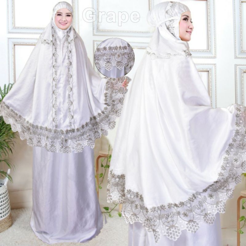 Mukena Mukenah Rukuh Mukna Dewasa Seserahan Potongan Dewasa Putih Telekung Free tas squaen