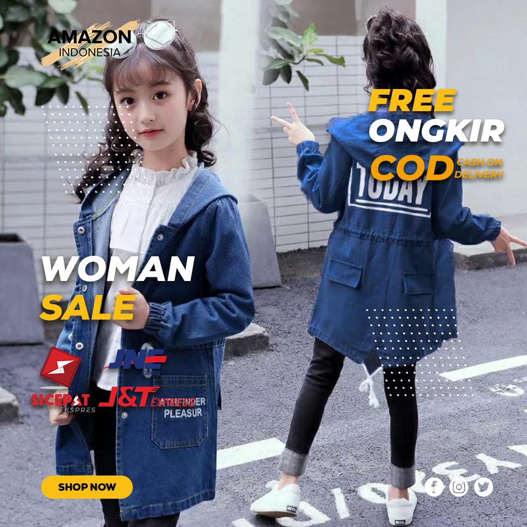 OUTERWEAR ANAK PEREMPUAN DRESS CEWEK WARNA DARK BLUE BAHAN JEANS ORIGINAL GOOD QUALITY IMPORT CASUAL