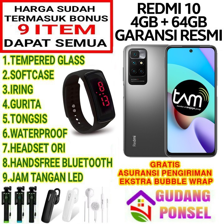 XIAOMI REDMI 10 & REDMI 9 T 9t 6/128 4/64 GB RAM 6GB 4GB ROM 128GB 64GB & 9A GARANSI RESMI TAM-1