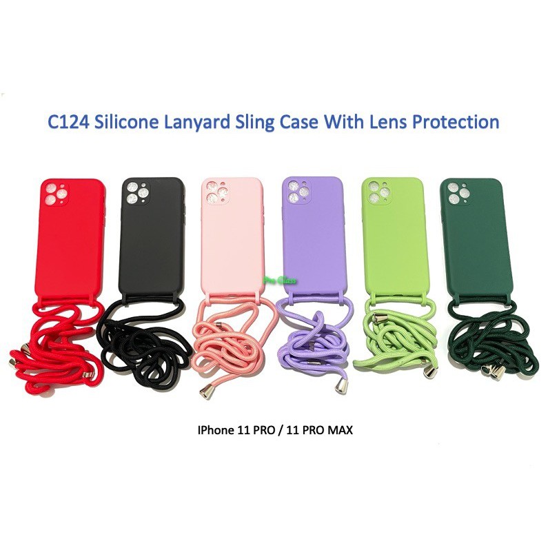 C124 Iphone 11 / 11 Pro / 11 Pro MAX Lanyard Sling Silicone Case Tali