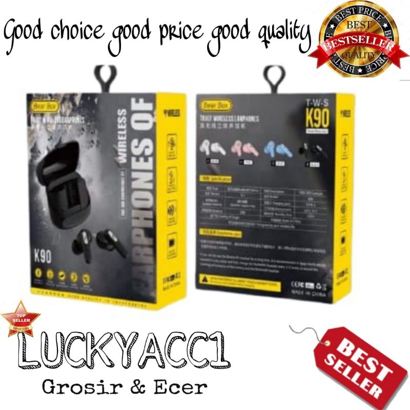 LC - Handphone Handsfree Bluetooth TWS K-90 Good sound Wireless / Earphone TWS K-90