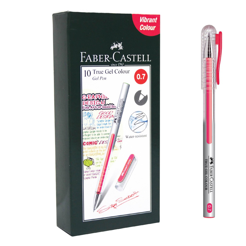 

Faber-Castell True Gel Pen -- Soft Red 0.7 mm 1 Box isi 10 pcs