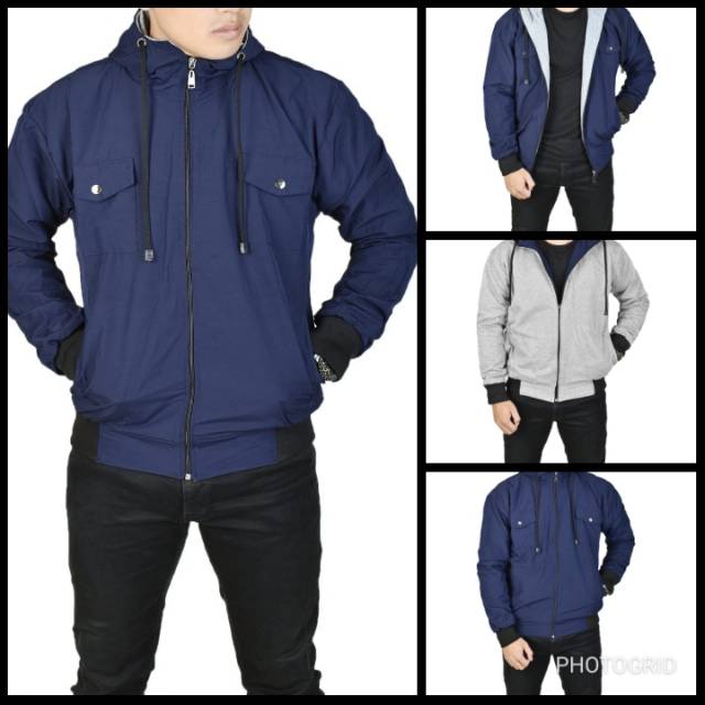 Jaket pria bb bolak-balik semi parka