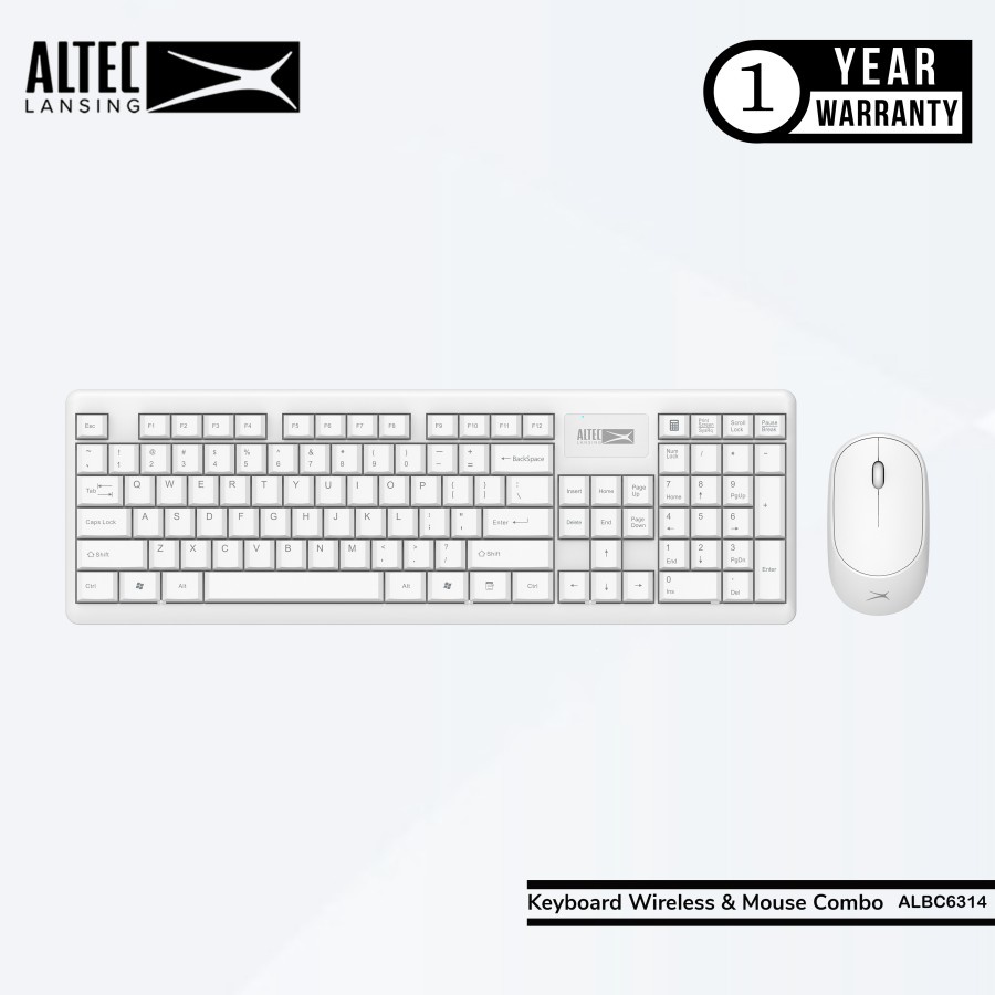 Keyboard Mouse Wireless Altec Lansing ALBC-6314 Silent White