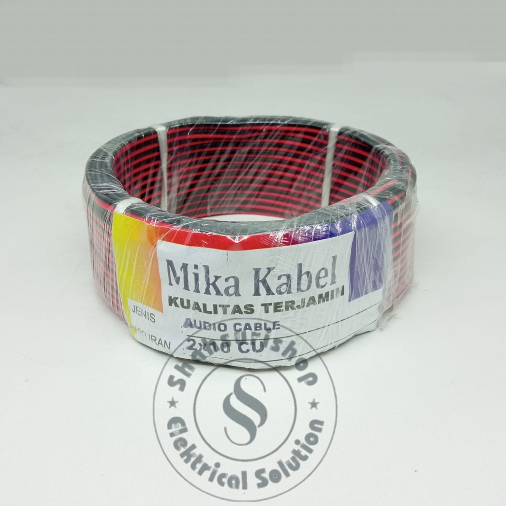 KABEL MIKA 2X10 CU TWIN ROUND SERABUT HIGH QUALITY ROLLAN 25 METER