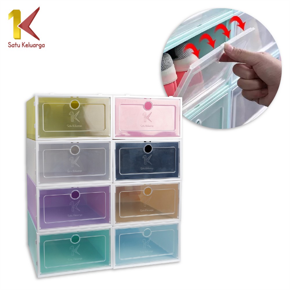 Kotak Sepatu Transparan Lipat Satu Keluarga C158