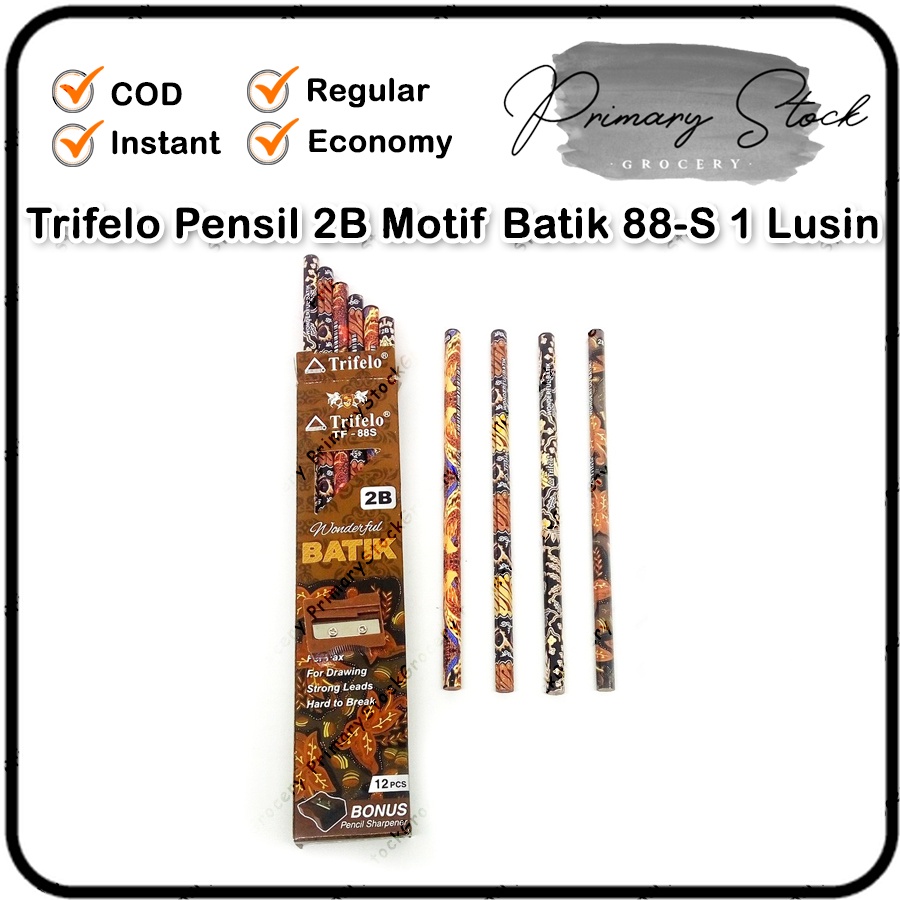 

Pensil 2B 1 Pak 12 pcs Box Trifelo TF 88s Motif Batik Murah per Pack