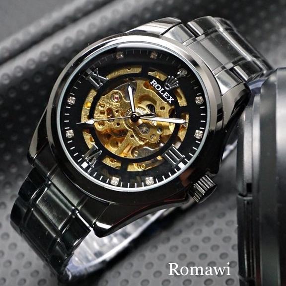 jam tangan pria rolex automatic rolex automatic black seri skeleton