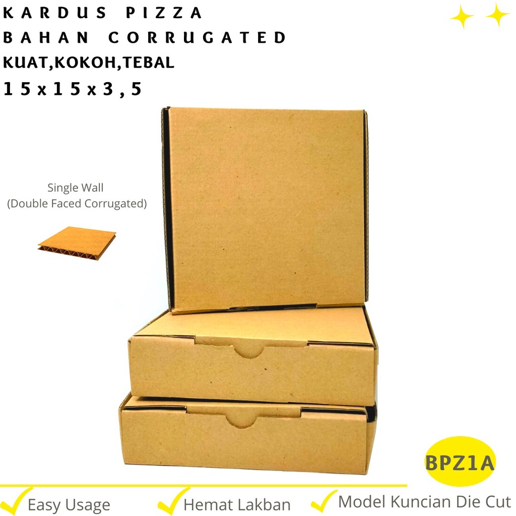 Kardus Brownies Corrugated Die Cut E-flute (BPZ1A-15X15X3.5 Cm)