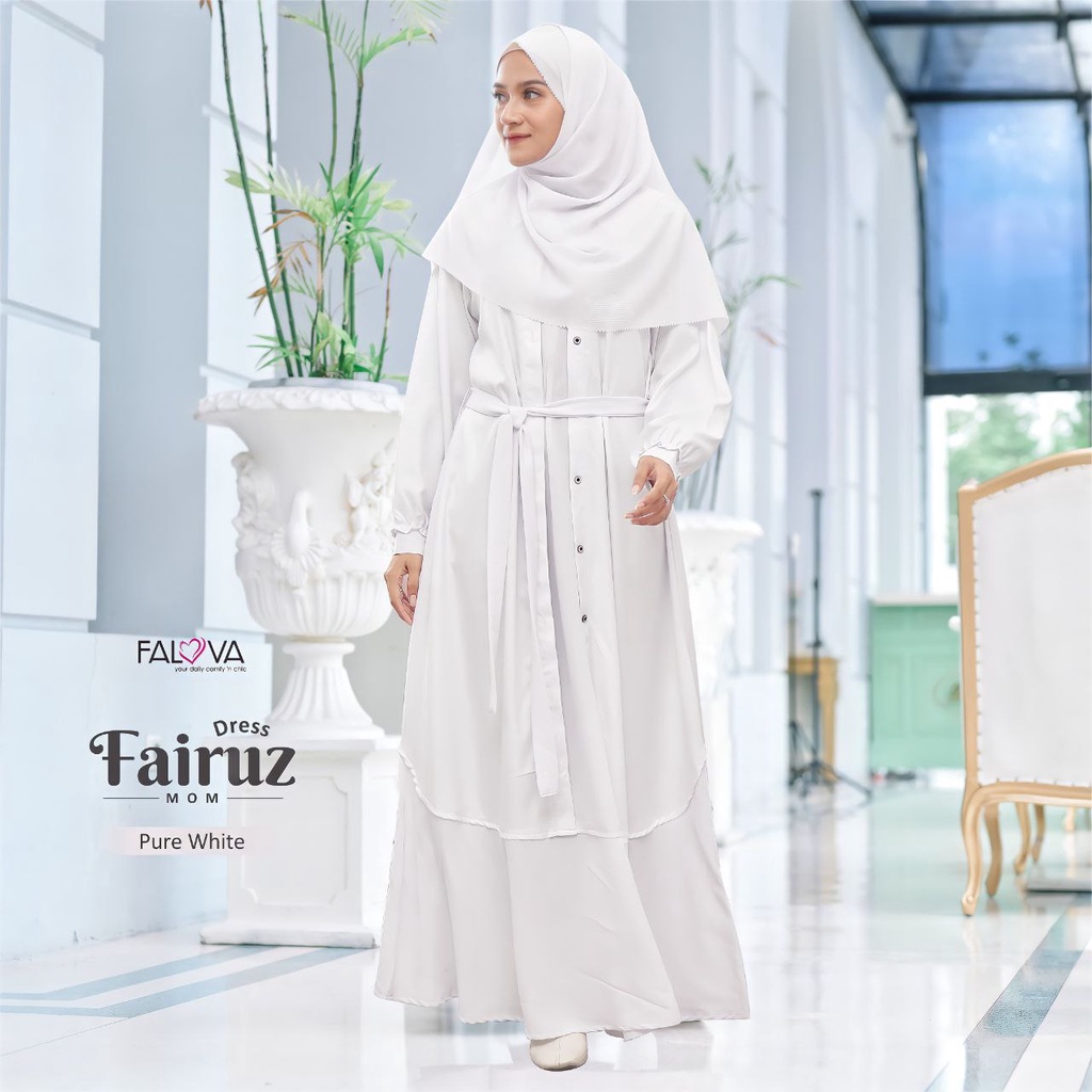 FAIRUZ GAMIS PUTIH BAJU GAMIS BAJU LEBARAN BAJU HAJI UMROH BY FALOVA TERLARIS