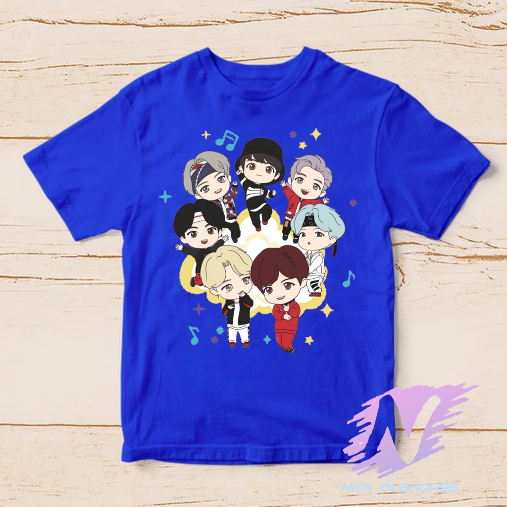 kaos anak kpop bts baju kaos animasi kartun BTS