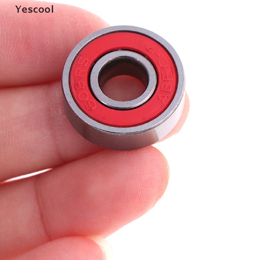 Yescool 5Pcs Bola Bearing ABEC-7 608RS Warna Merah Ukuran 8x22 X 7mm Untuk Skateboard