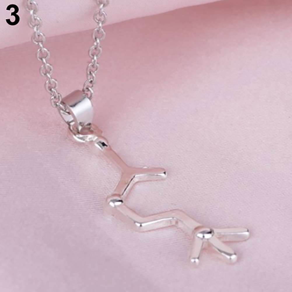 Hu Hu Hu Hu Hu Alat Bantu Pasang Kacamata♡ Kalung Rantai Dengan Liontin Molekul DNA Serotonin Dopamine Acetylcholine Biochemistry