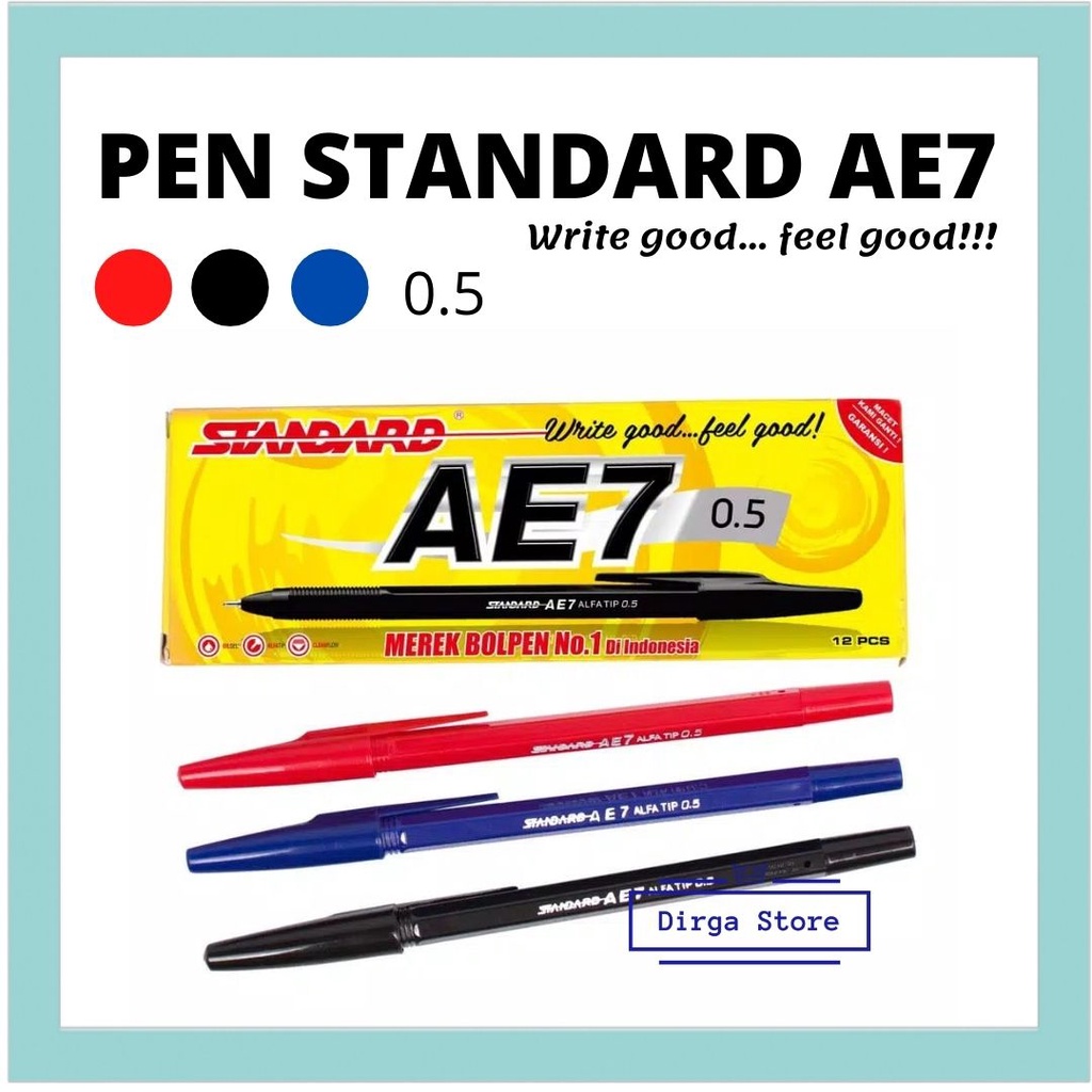 

Pulpen Bulpen Pen Bolpen Pena Standard Standart Standar AE7 Alfatip 0.5 Ballpoint Hitam Merah Biru
