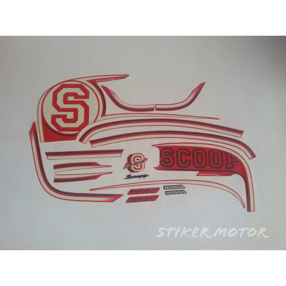 Variasi stiker motor scoopy fi 2014 merah