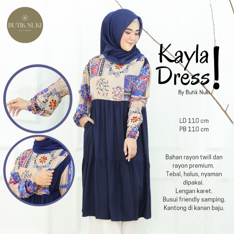 KAYLA MIDI DRESS / BAJU HAMIL DAN MENYUSUI / BUSUI SAMPING / PREMIUM QUALITY / RAYON TWILL / JUMBO /