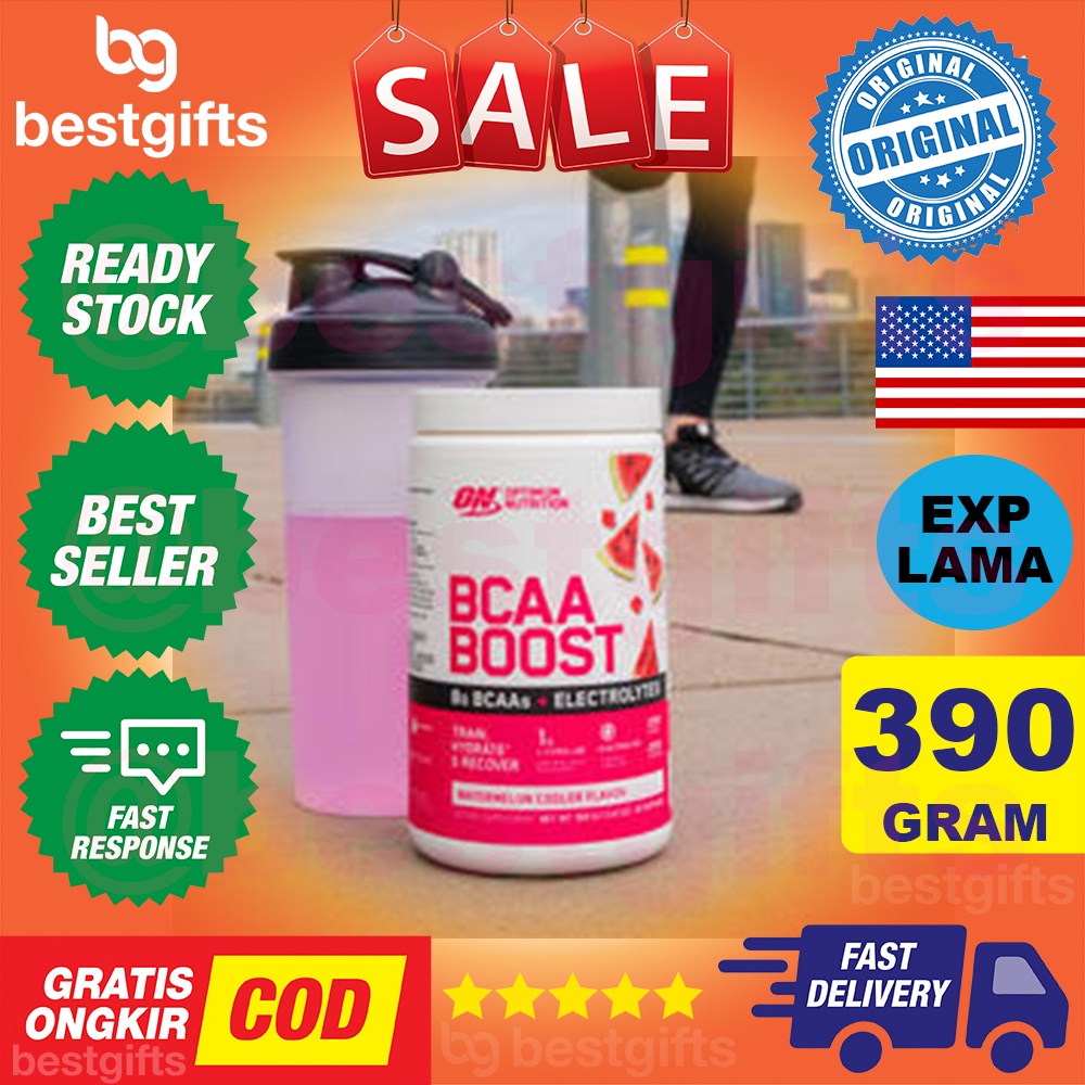 OPTIMUM NUTRITION ON BCAA BOOST ELECTROLYTES MENINGKATKAN MASSA OTOT FITNESS ENERGI PEMULIHAN FITNES 390 GRAM