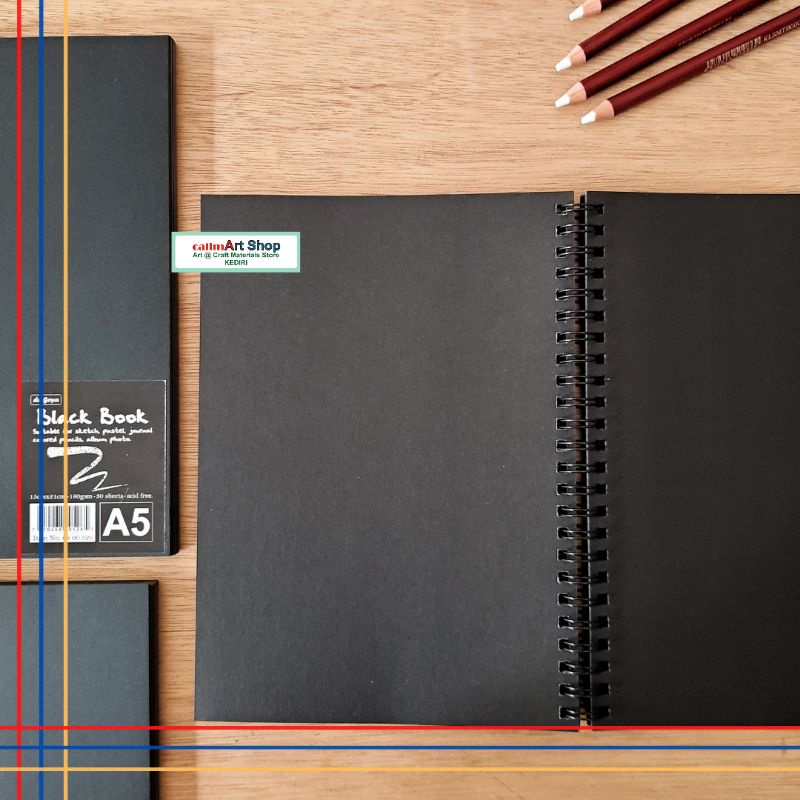 Potentate Sketsa Hitam / Black Pad / Black Book Spiral A5