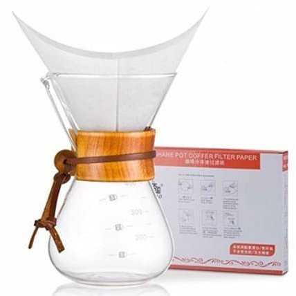 Diguo DG-2012 V60 Chimex Server 400 ml Wood Collar Handle Glass Pour Over Alat Pembuatan Coffee Pot