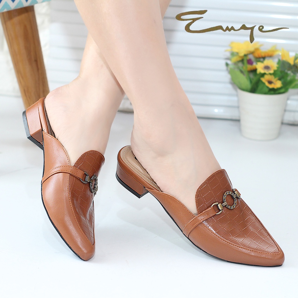 EMYE - Sepatu Pantofel Mules Wanita Hak 3cm Sepatu Formal Wanita Original