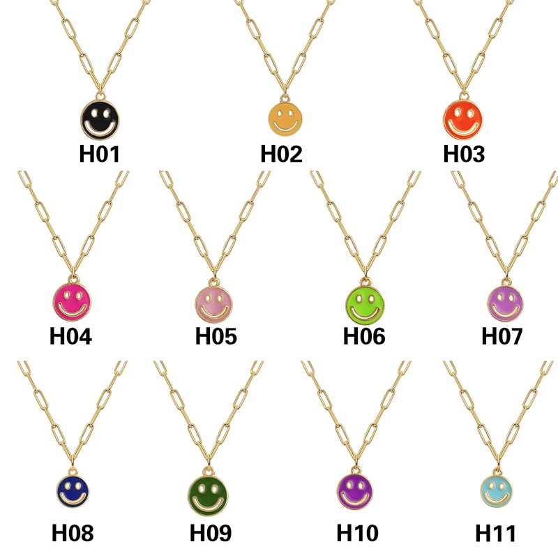 Fashion INS Colorful Enamel Necklace Popular Cute Smiling Lady Necklace Light Luxury Alloy Jewelry