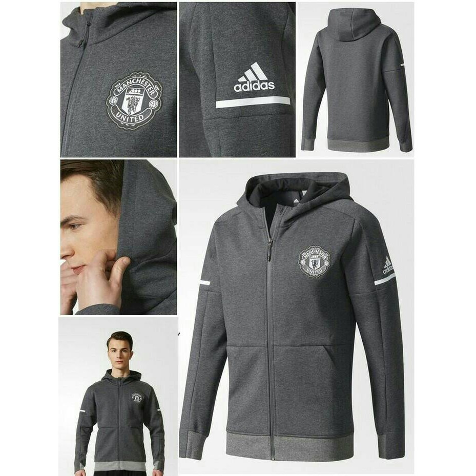 NEWSS JAKET HOODIE ZNE MU MANCHESTER UNITED GREY OFFICIAL 17/18 GRADE ORI