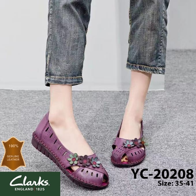 Clarks YC20208 myosotis flowers leather flat