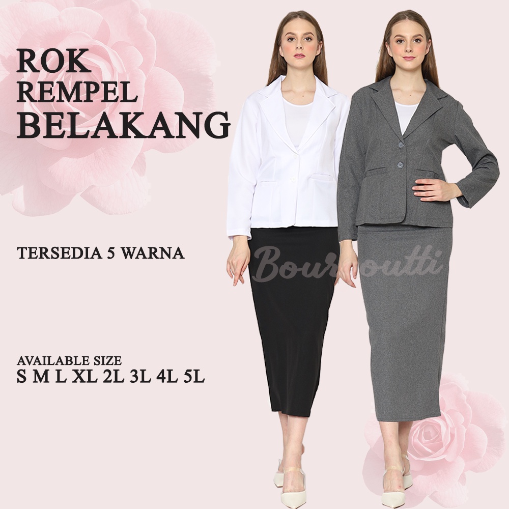 Rok Span Panjang REMPEL BELAKANG Ukuran S - 4L JUMBO Bahan Gabardine Hitam Abu Mocca Coklat Tua Maxi