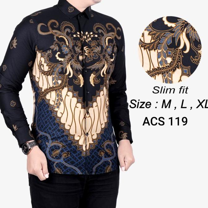 Kemeja Batik Pria Slim Fit / Baju Batik Pria Slim Fit Acs119