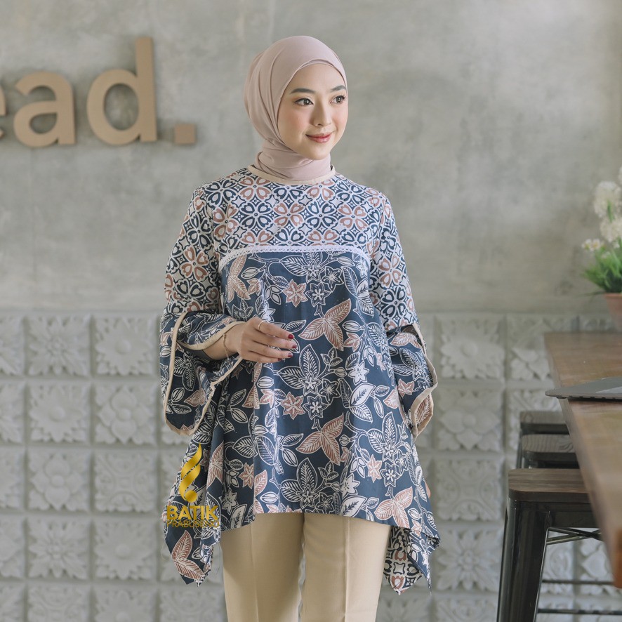 Prabuseno Ori Yusina Tunik Wanita Atasan Baju Batik Wanita Model Unik Premium Modern Kekinian Seraga