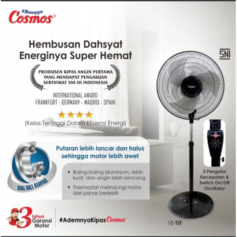 COSMOS kipas Angin Stand Fan Besi Industri 18&quot; / Kipas Angin Berdiri Besi 18 Inch 18 TIF -  Garansi Resmi 1 Tahun