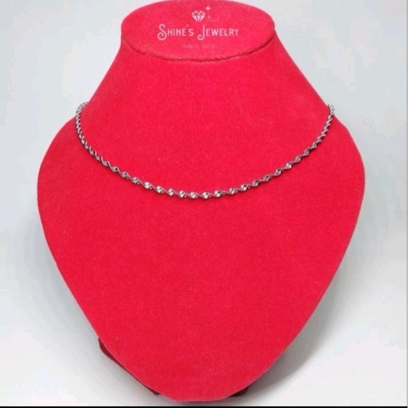 kalung ulir titanium rhodium silver asli tahan lama dan anti karat