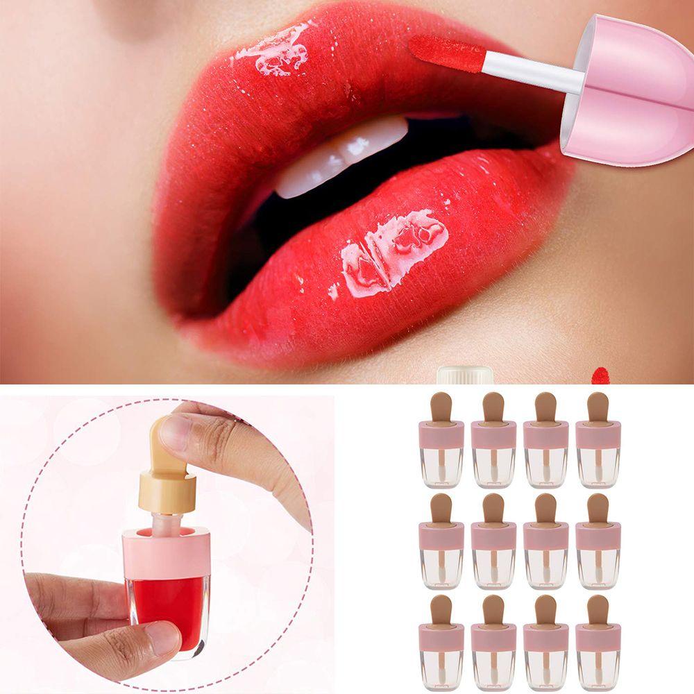 12pcs Botol Sampel Lip Gloss Bentuk Es Krim Untuk Kecantikan