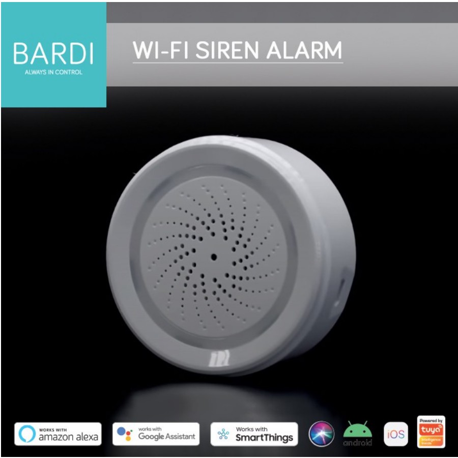 BARDI Smart Home Wi-Fi Siren Loud Alarm Android/iOS Support