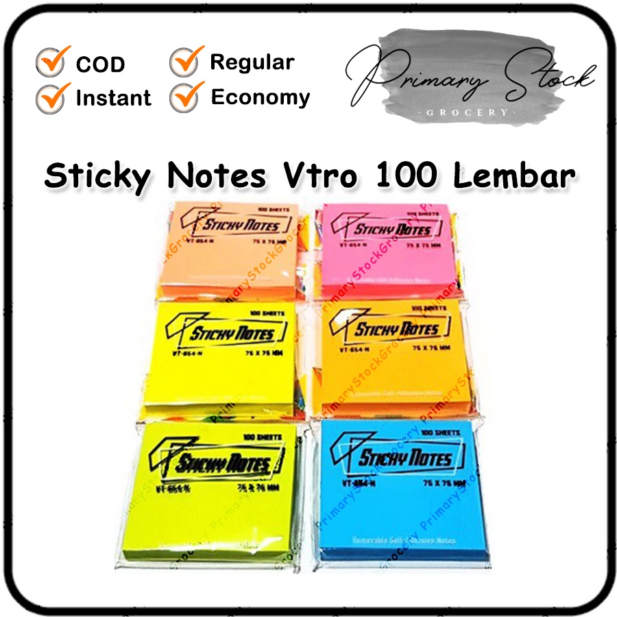 

Sticky Notes Aesthetic Murah Kertas Memo Tempel Warna Warni Polos V-TRO